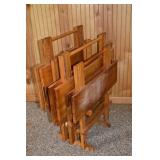 4 asymmetrical oak TV trays; as is