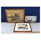 3 framed prints including 2 after Winslow Homer, l