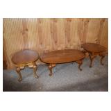 3 oak finish LR tables; as is