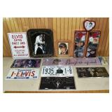 Elvis Presley metal collectibles: 2 trays, 5 car p