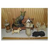 Lot: Animal motif items including cast iron door s