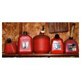 5 plastic fuel cans; as is