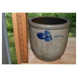 Cobalt decorated stoneware crock; as is