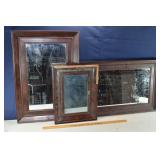 3 ogee framed wall mirrors, largest 25"x37"; as is