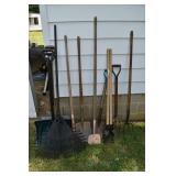 Lawn/garden tools: rakes, shovels, forks; as is