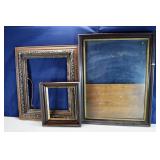 3 vintage walnut frames, largest 24x32"h; as is