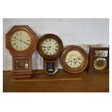 2 regulator wall clocks and 2 other clocks; as is