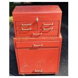 2 pc 6 drawer rolling tool cabinet, 22x12x38"h; as