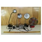 3 desk lights (1 Ikea) and 2 fans; as is
