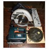 Lot: Craftsman circular saw, B&D scroll saw, blade
