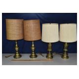 4 brass table lamps, tallest 35"h; as is