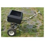 Spyker walk behind broadcast spreader, working wit
