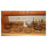 Large collection of pattern glass table wares; as