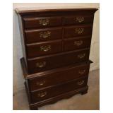 Cherry Finish 6 drawer chest on chest, 33x17x49"h;