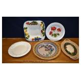 Italian Faience 16" charger, 4 pottery platters; a