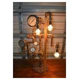 Steam Punk industrial lamp 39"h; as is
