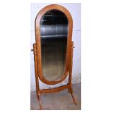 Oak Cheval Mirror, 28x23x62"h; as is