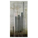 7 fence posts tallest 65", aluminum I-beam 80", et