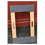 Carpeted wood 4 wheel dolly, 30x18x5"h; as is