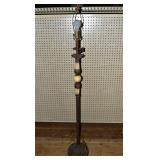 Cast metal floor lamp 62"h with stone sphere decor