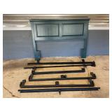 BLUE HEADBOARD AND METAL FRAMES