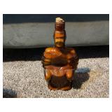 VINTAGE FIGURAL GLASS BOTTLE = BROWN GLASS