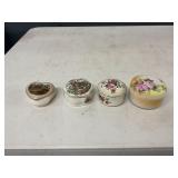 4 COVERED TRINKET BOXES