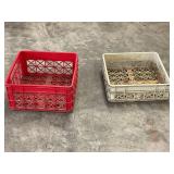 2 MILK CRATES - RED AND WHITE