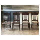 4 ANTIQUE OAK SPINDLE BACK CHAIRS - MATCHING