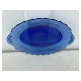 MOUNT VERNON COBALT BLUE GLASS PLATE = WASHINGTON
