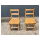 2 CHILDRENS WOODEN SCHOOL DESK CHAIRS