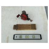 LEVEL, WOOD FOLDING RULER, SHARPENER