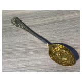 LARGE FANCY EMBOSSED SPOON = ENGLAND = MARKS