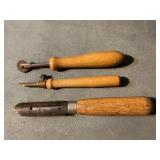 3 ANTIQUE WOOD HANDLE TOOLS