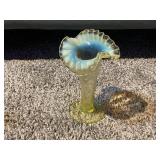 ANTIQUE GLASS VASE - COLORFUL = OPALESCENT