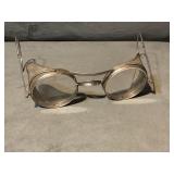 ANTIQUE METAL SAFETY GLASSES -  FOLD IN THE FRONT
