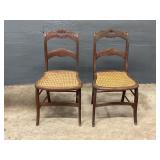 2 MATCHING WALNUT CANE BOTTOM CHAIRS