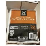 White plastic cutlery packets 200 ct