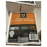 White plastic cutlery packets 200 ct