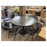 6-pc Wrought iron glass top table & 4 chairs