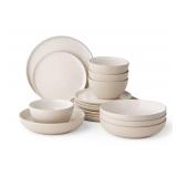 16pc Textured dinnerware set taupe