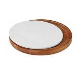 Acacia wood & marble lazy susan