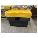 4ct Black totes w/ yellow lids 20inx30in