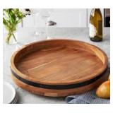 18in Acacia wood lazy susan farmhouse