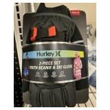 Hurley 2-pc youth beanie & ski glove set M 8-10