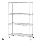 Seville 4 tier steel wire shelving with wheels