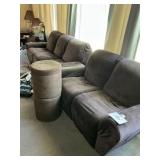 Sofa- lovesest-2 foot stools- leather type w/ cov
