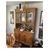 Oak 2 pc lighted hutch 78inH49inWx17inD