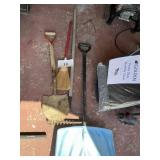 2- Shovels- rake- broom lot