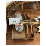 Vase-shells--wooden holder- oval wall mirror